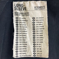 VETEMENTS ヴェトモン 22SS LOGO LABEL LONGSLEEVE ロゴラベル ロングスリーブカットソー UE52TR280X ブラック SizeL 瑞穂店