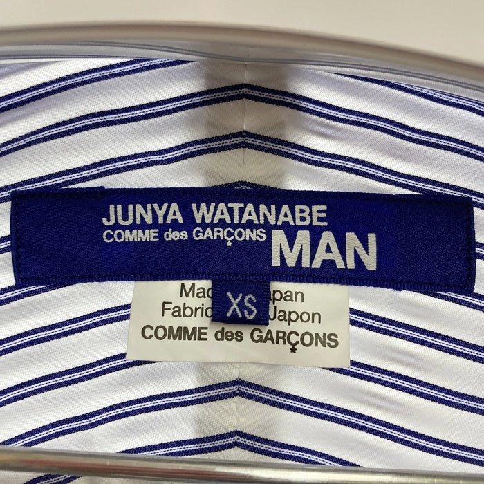 JUNYA WATANABE COMME des GARCONS ジュンヤワタナベ コムデギャルソン WG-B020 21SS 多素材パッチワーク ストライプ柄 長袖シャツ ホワイト ブルー sizeXS 瑞穂店