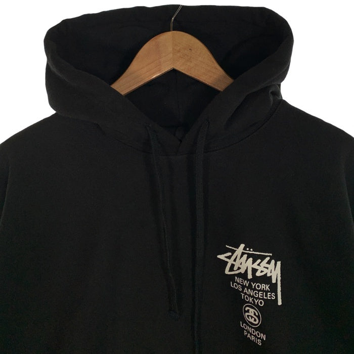 STUSSY ステューシー ワールドツアー プリント プルオーバースウェットパーカー ブラック 3923792 Size M 福生店