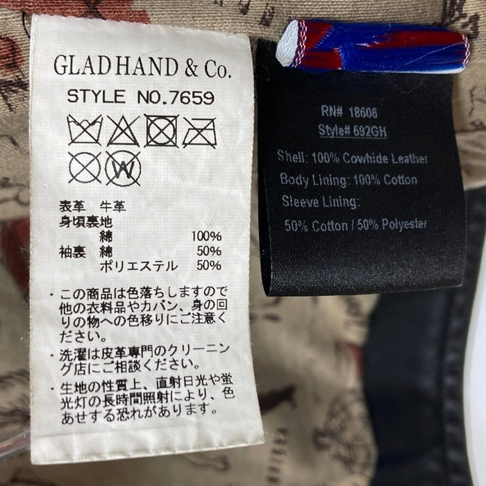 Schott ショット GLAD HAND グラッドハンド ワンスター レザー ダブルライダースジャケット 加工 ハンドペイント ブラック 7659 Size XXL 瑞穂店