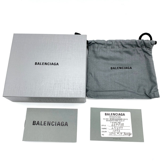 BALENCIAGA バレンシアガ レザーウォレット 二つ折り財布 ブラック イエロー 664038 福生店
