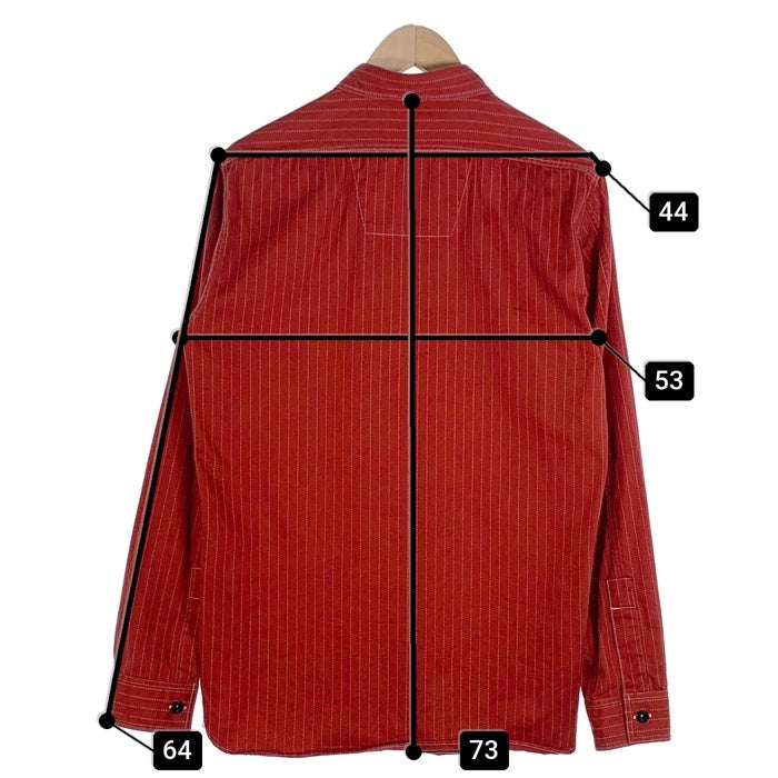 SUGAR CANE シュガーケーン ウォバッシュストライプ ワークシャツ 長袖 チンストラップ レッド SC28340 Size M 福生店