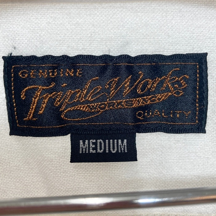 Triple Works トリプルワークス マチ付き ワークシャツ 長袖 コットン ホワイト アイアンハート 2 Size M 瑞穂店