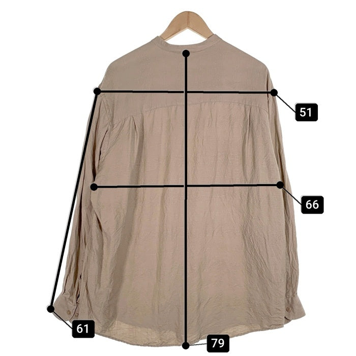 JOHN HENRY ジョンヘンリー リネン レーヨン バンドカラーチェックシャツ ベージュ Size L 福生店
