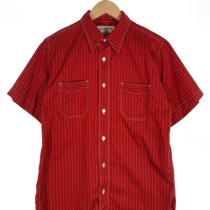 SUGAR CANE シュガーケーン ウォバッシュストライプ ワークシャツ 半袖 レッド SC38452 Size M 福生店