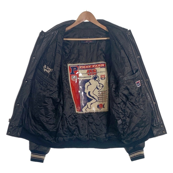 PHAT FARM ファットファーム オールレザー スタジャン ワッペン 刺繡 ブラック Size XL 福生店
