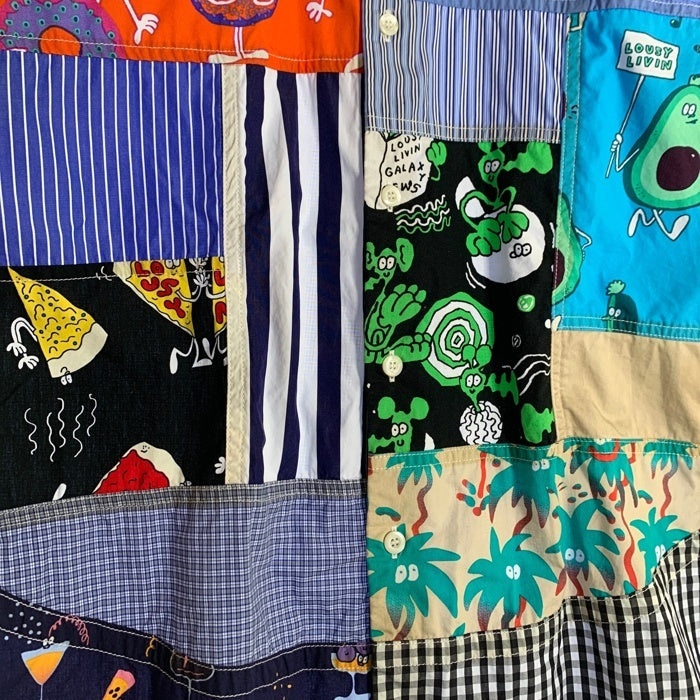JUNYA WATANABE MAN ジュンヤワタナベマン コムデギャルソン LOUSY LIVIN ラウジーリビン パッチワーク コットンチェックシャツ 半袖 ライトブルー WM-B024 AD2023 Size XS 福生店
