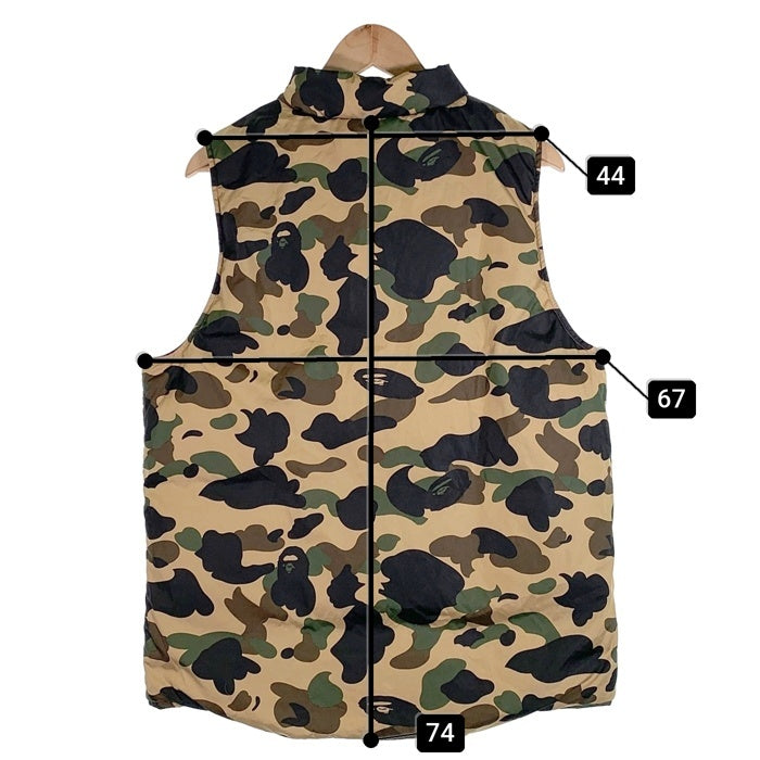 A BATHING APE アベイシングエイプ ナイロン リバーシブルダウンベスト カモフラージュ パープル 001LJ0801019X Size L 福生店