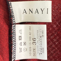 ANAYI アナイ フロッキーチェック Vネック フレアワンピース レッド size36 瑞穂店