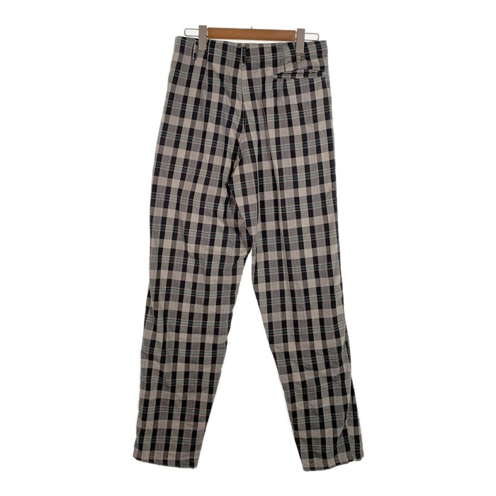 80's STUSSY ステューシー コットン チェック柄 1タックスラックス パンツ ブラック グレー USA製 黒タグ Size 32 福生店