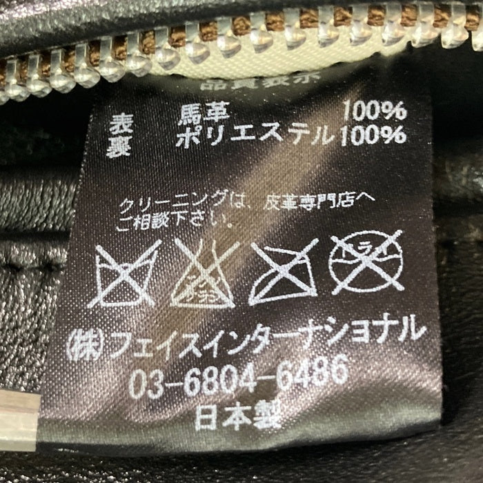 666 トリプルシックス LJM-1 ホースハイド タータン裏地 カーキベージュファスナーテープ ダブル ライダースジャケット ブラック size42 瑞穂店