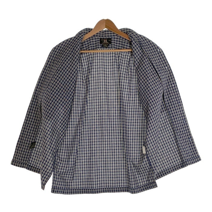 90’s RRL ダブルアールエル コットン オープンカラーチェックシャツ 半袖 ネイビー モーリシャス製 Size S 福生店