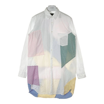 COMMEdesGARCONS HOMME PLUS コムデギャルソンオムプリュス PK-B010 23SS ストライプパッチシャツ ホワイト sizeS ※襟・袖にシミ 瑞穂店