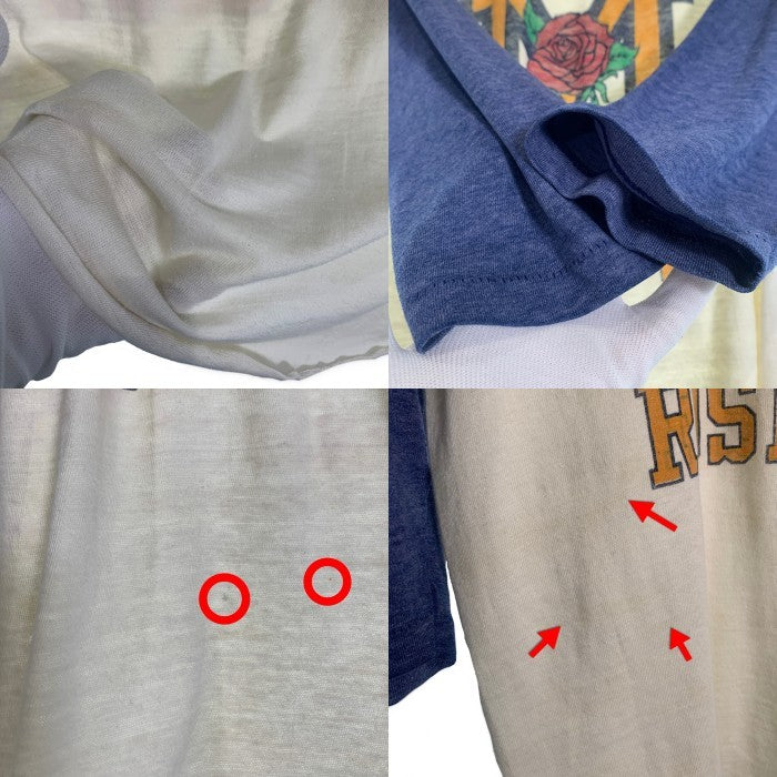 80's MICHIGAN ROSE BOWL 1983 ラグランスリーブカットソー 七分袖 ホワイト ネイビー Hanes USA製 Size L 福生店