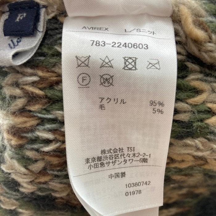 AVIREX アヴィレックス 2WAY パターンニットトップス カーディガン カモフラ sizeF 瑞穂店