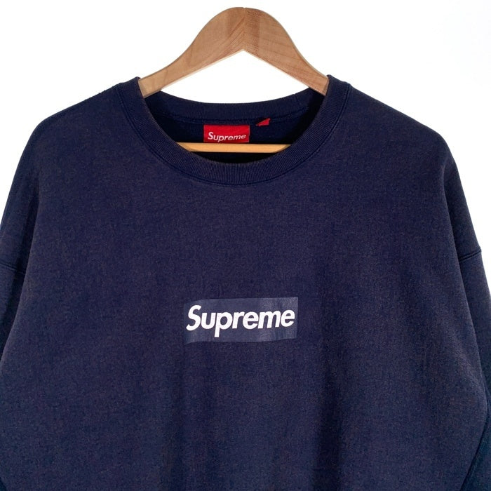 SUPREME シュプリーム 25SS Washed Box Logo Crewneck ウォッシュドボックスロゴクルーネックスウェットトレーナー ネイビー Size XL 福生店