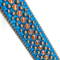 b.b.simon ビービーサイモン スタッズ レザーベルト ブルー オレンジ 6000 Size 36 瑞穂店