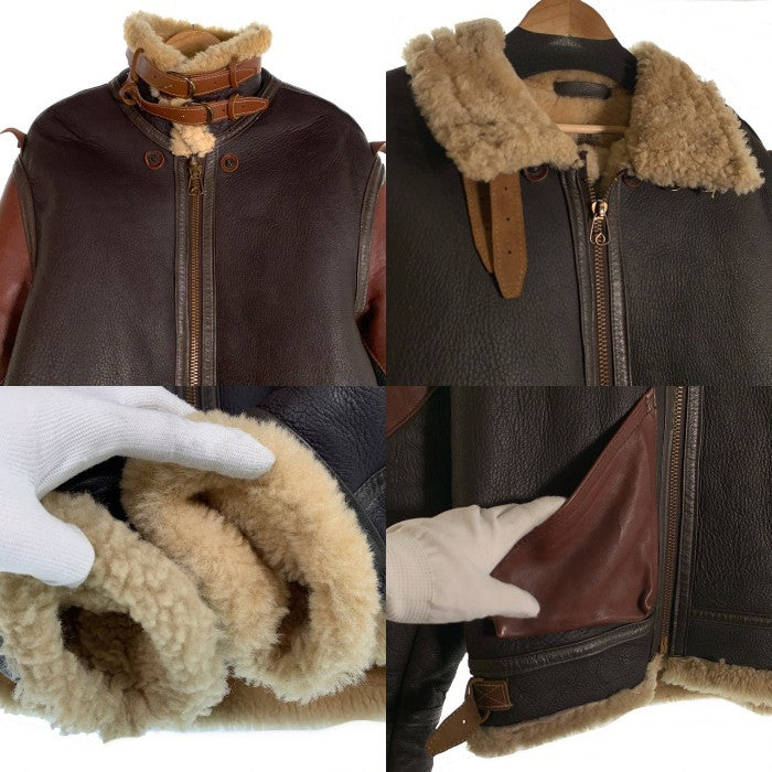BRANDED BY Orchard Motorcycle オーチャードモーターサイクル B-3 RAGLAN SHEEPSKIN JACKET ムートンジャケット レザー 大戦 ダークブラウン Size 36 福生店