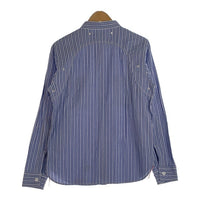 Pherrow's フェローズ シアサッカー ラウンドヨーク ストライプワークシャツ バンドカラー ブルー Size M 福生店