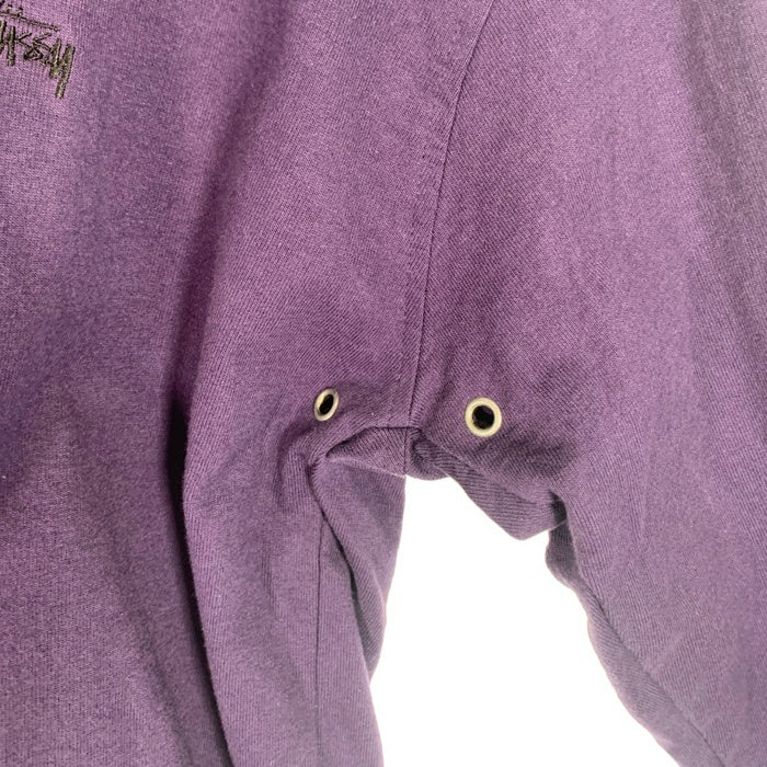 80's STUSSY ステューシー シャドーマン刺繡 プルオーバーコットンパーカー パープル USA製 オールド Size XL 福生店