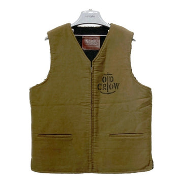 OLD CROW オールドクロウ ジャングルクロス デッキベスト ジップアップ カーキ ステンシル サンプル品 Size M 相当 瑞穂店
