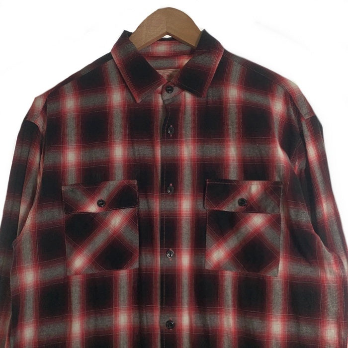 BIG MIKE ビッグマイク Light Flannel Shirt 長袖 オンブレチェックシャツ レッド Size L 福生店