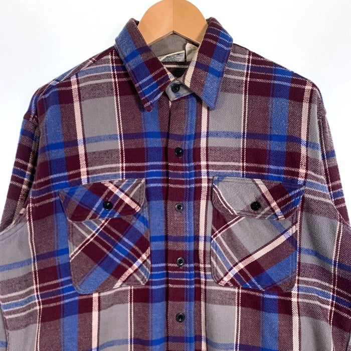 80‘s Prentiss Outdoors プレンティスアウトドアーズ Flannel L/S Shirts フランネルシャツ 長袖 ブルー グレー USA製 Size M 福生店