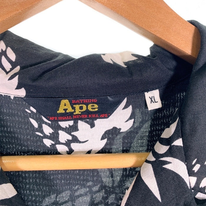 A BATHING APE アベイシングエイプ コットン ハワイアンシャツ オープンカラー ブラック Size XL 福生店