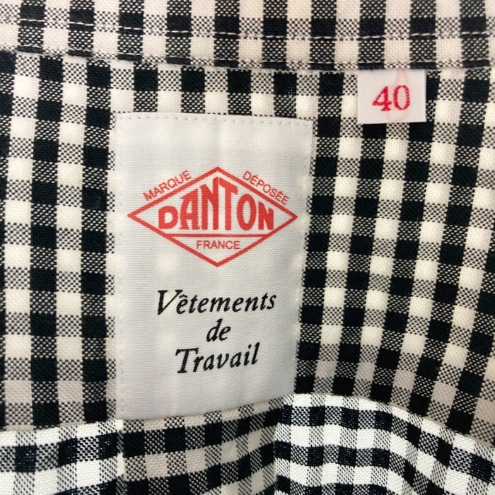 DANTON ダントン JD-3568 丸えりチェックシャツ ホワイトxブラック size40 瑞穂店