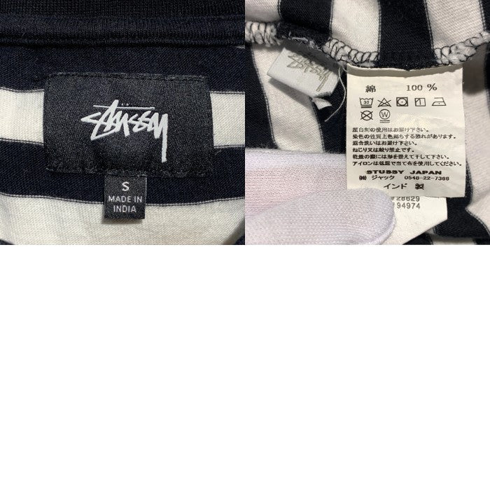 STUSSY ステューシー Flower Stripe フラワー ストライプ プリント ロングスリーブTシャツ ブラック ホワイト 1140117 Size S 福生店