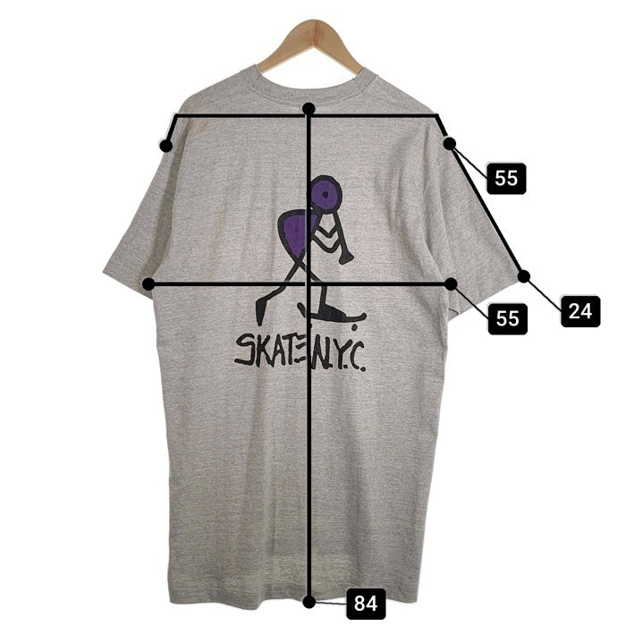 90's SKATE N.Y.C. スケート プリントTシャツ グレー USA製 フルーツオブザルーム Size XL 福生店