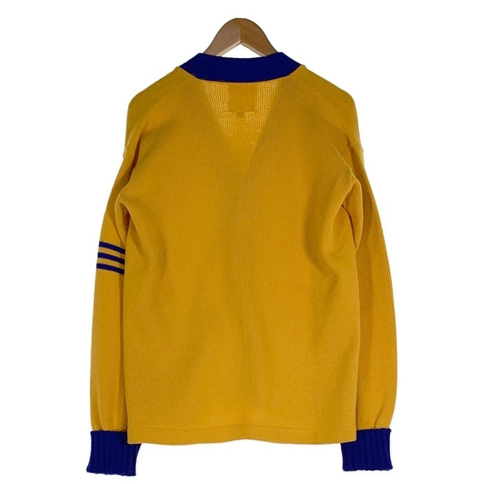70's Champion チャンピオン アクリルニット レタードカーディガン 袖ライン イエロー ブルー USA製 Size 40 福生店