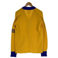 70's Champion チャンピオン アクリルニット レタードカーディガン 袖ライン イエロー ブルー USA製 Size 40 福生店