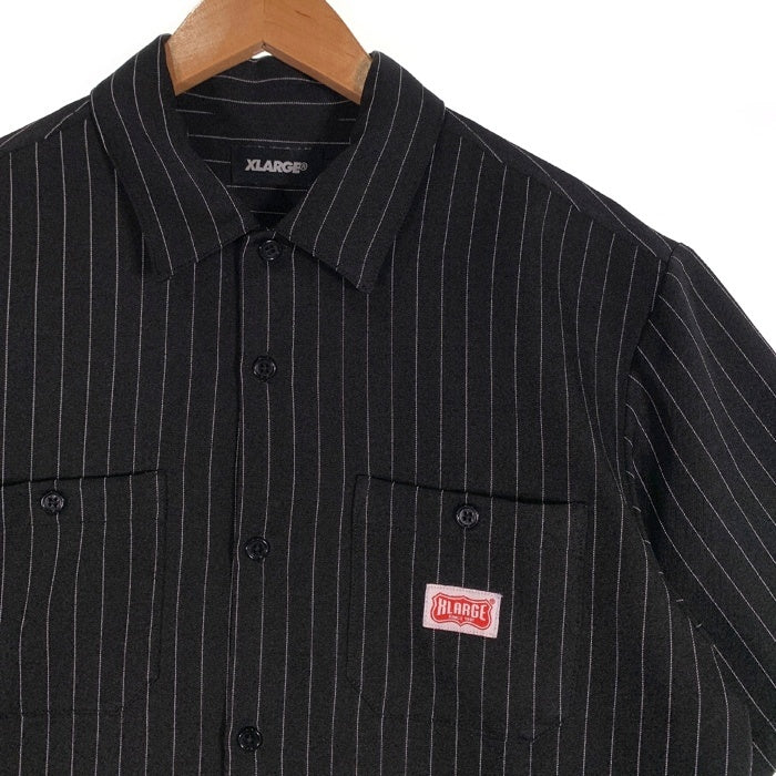 XLARGE エクストララージ S/S STRIPE WORK SHIRT ストライプワークシャツ ブラック 01191409 ポリエステル Size M 福生店