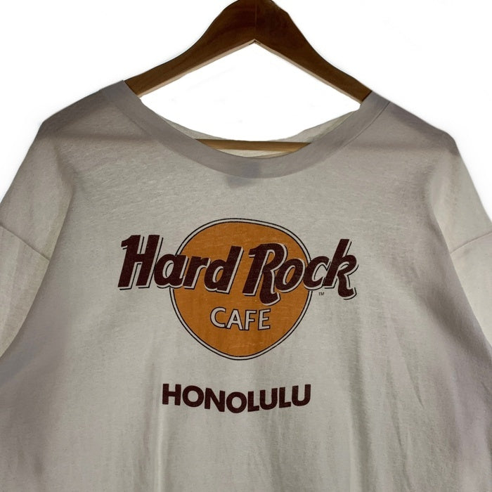 90's Hard Rock CAFE ハードロックカフェ HONOLULU プリントTシャツ ホワイト Hanes USA製 Size XL 福生店