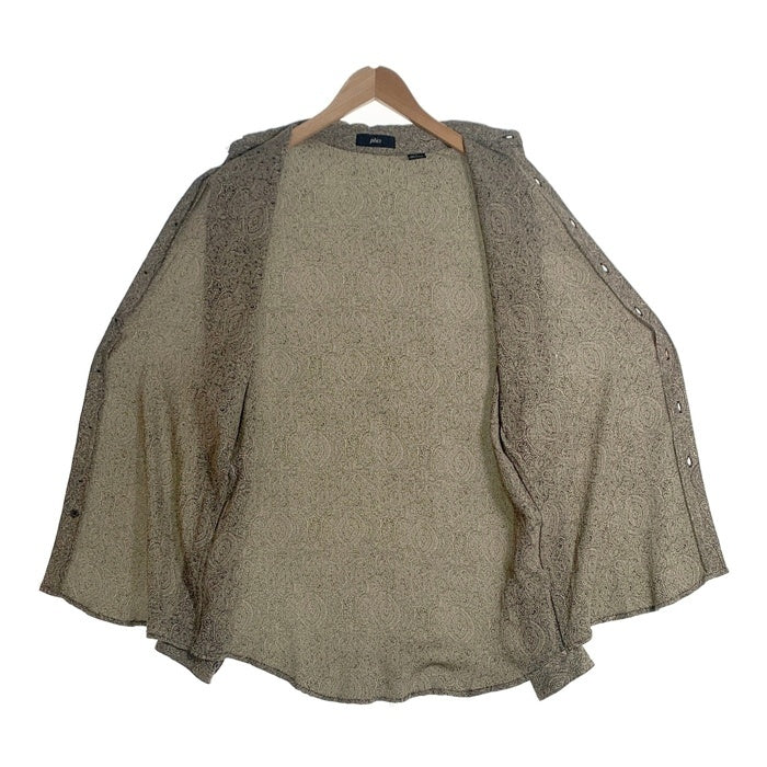 90's phiz フィズ レーヨン 長袖 ビスコースシャツ ベージュ ブラック Size S 福生店