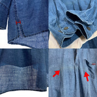 BLUE BLUE ブルーブルー バンドカラー シャンブレープルオーバーシャツ デニム インディゴ Size 2 福生店