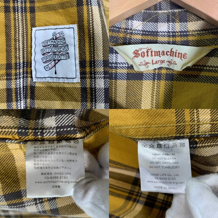 SOFT MACHINE ソフトマシーン チェック柄 長袖 シャツ イエロー SIze L 福生店