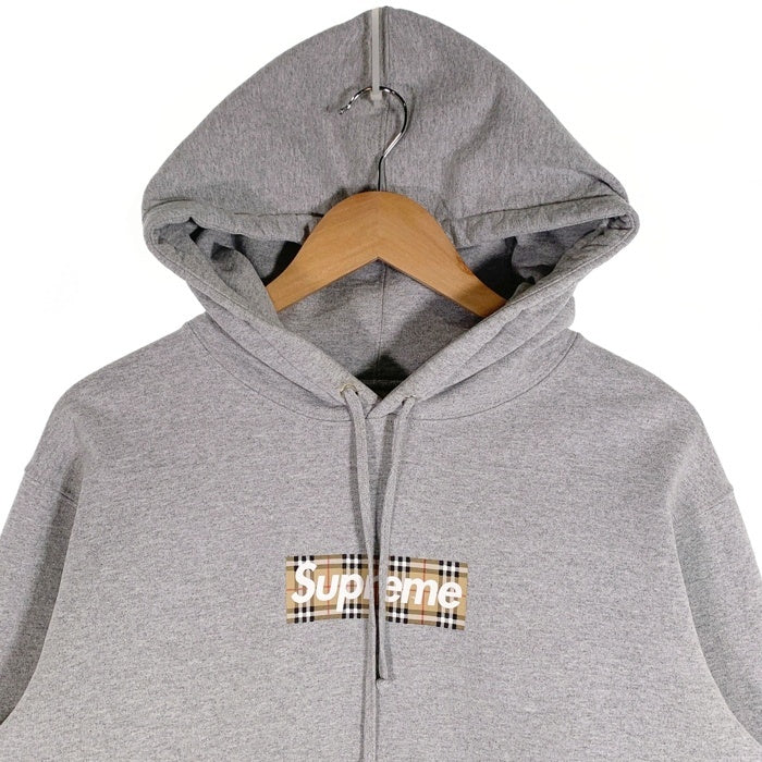 SUPREME シュプリーム BURBERRY バーバリー 22SS Box Logo Hooded Sweatshirt ボックスロゴ プルオーバー フーディー パーカー グレー カナダ製 Size S 福生店