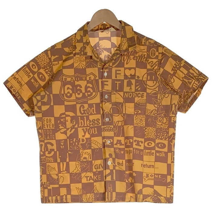 THE SOFT MACHINE ソフトマシーン 半袖シャツ 総柄 イエロー SM-22SS-009 Size L 福生店