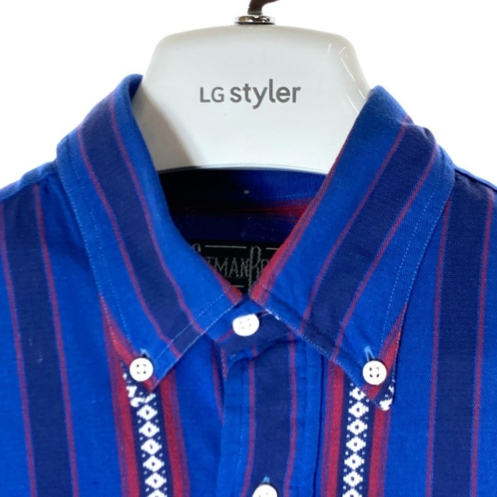 GITMAN BROTHERS ギットマンブラザーズ USA製 ストライプ プルオーバー 長袖シャツ ブルー sizeM 瑞穂店