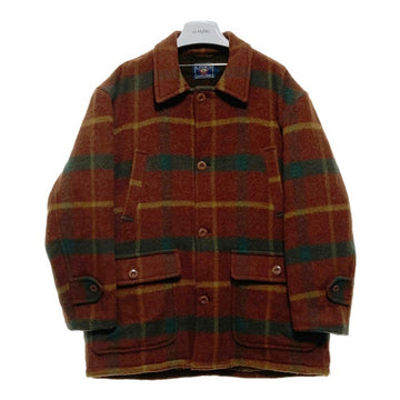 CHAPS RALPH LAUREN チャップスラルフローレン 80's チェック ウール 襟付きコート ブラウン sizeL 瑞穂店