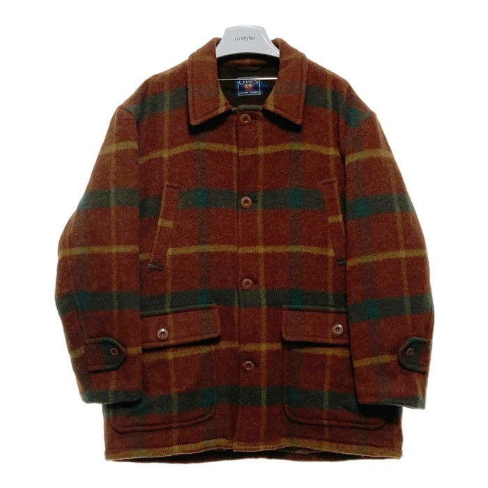 CHAPS RALPH LAUREN チャップスラルフローレン 80's チェック ウール 襟付きコート ブラウン sizeL 瑞穂店