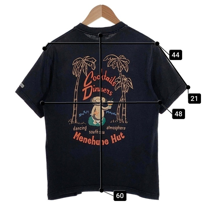 SUN SURF サンサーフ Menehune Hut メネフネ ハット バックプリント 半袖 Tシャツ ブラック USA製 Size S 福生店
