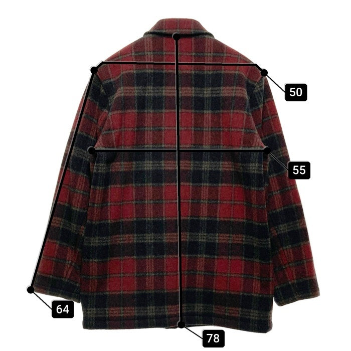LAND'S END ランズエンド 90S キルティング チェック柄 ウールコート レッド sizeS 瑞穂店