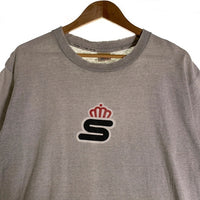 90's STUSSY ステューシー 王冠Sロゴプリント Tシャツ グレー USA製 白タグ Size L 福生店
