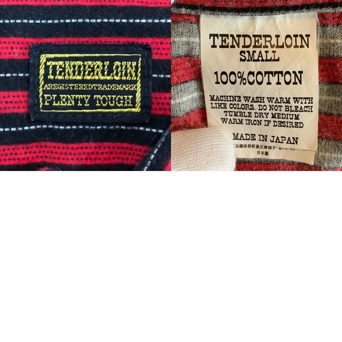 TENDERLOIN テンダーロイン オープンカラー ボタンダウン フランネルシャツ レッド ブラック ストライプ Size S 福生店