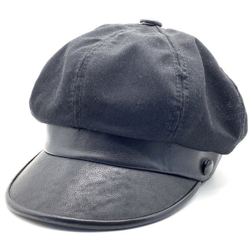 NEW YORK HAT ニューヨークハット レザーバイザー チノツイル キャスケット ブラック コットン Size L 福生店