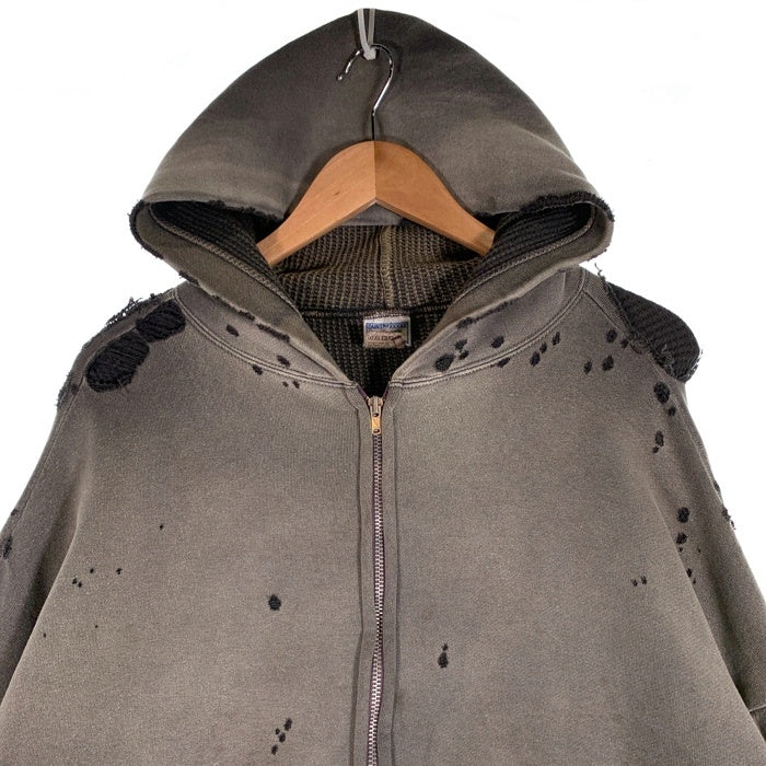 SAINT Mxxxxxx セントマイケル 24AW DBL FC ZIP HOODIE ヴィンテージ加工  ジップアップ フーディー パーカー チャコール SM-YS1-0000-042 Size M 福生店