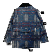 ADJUSTABLE COSTUME アジャスタブルコスチューム ネイティブ柄 ダブルブレスト ショールカラーコート グレー Size 38 瑞穂店